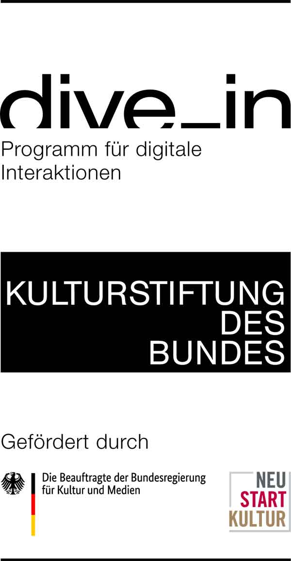 Muski wurde entwickelt im Rahmen von „dive in. Programm für digitale Interaktionen“ der Kulturstiftung des Bundes, gefördert durch die Beauftragte der Bundesregierung für Kultur und Medien (BKM) im Programm NEUSTART KULTUR.