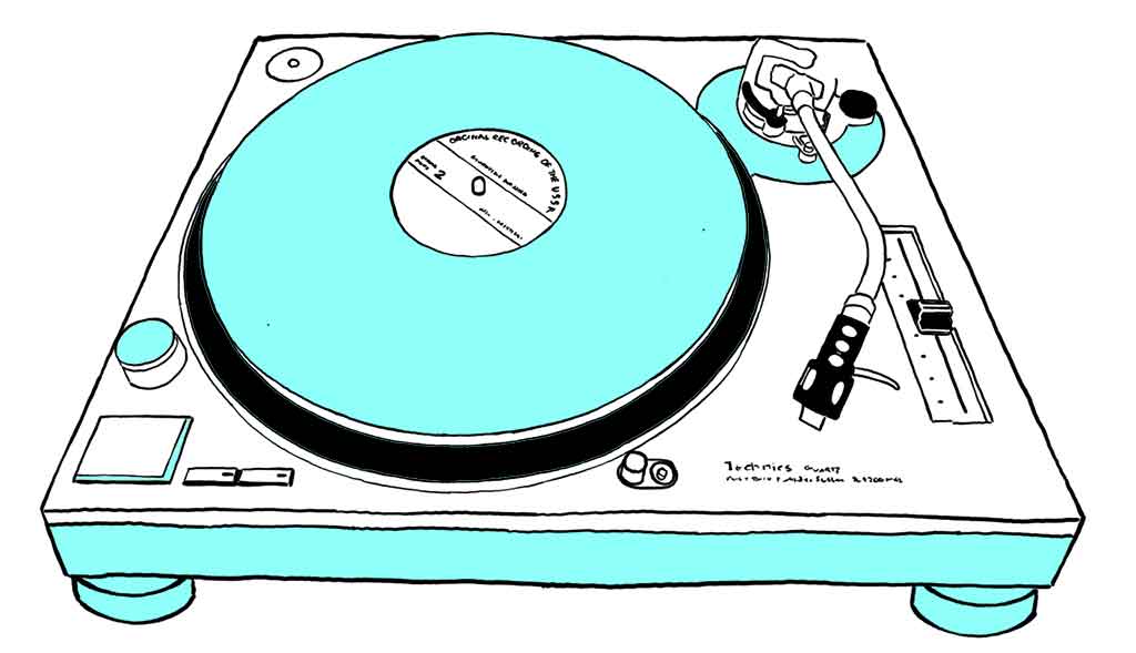 Drawing of the Technics 1200 turntable